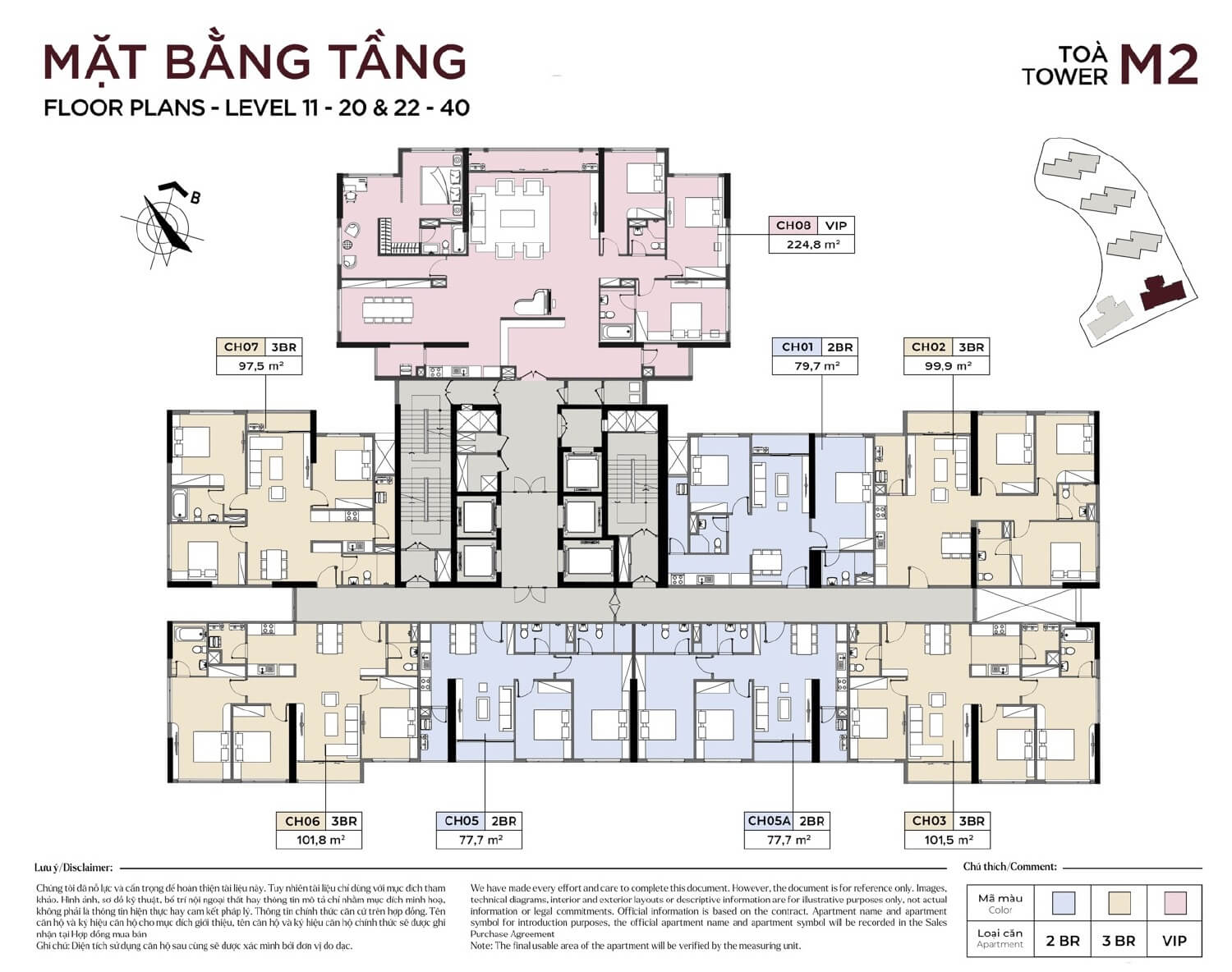 Mặt bằng tầng 11-20 và 22-40 tòa M2 dự án Metropoli5 Nam An Khánh