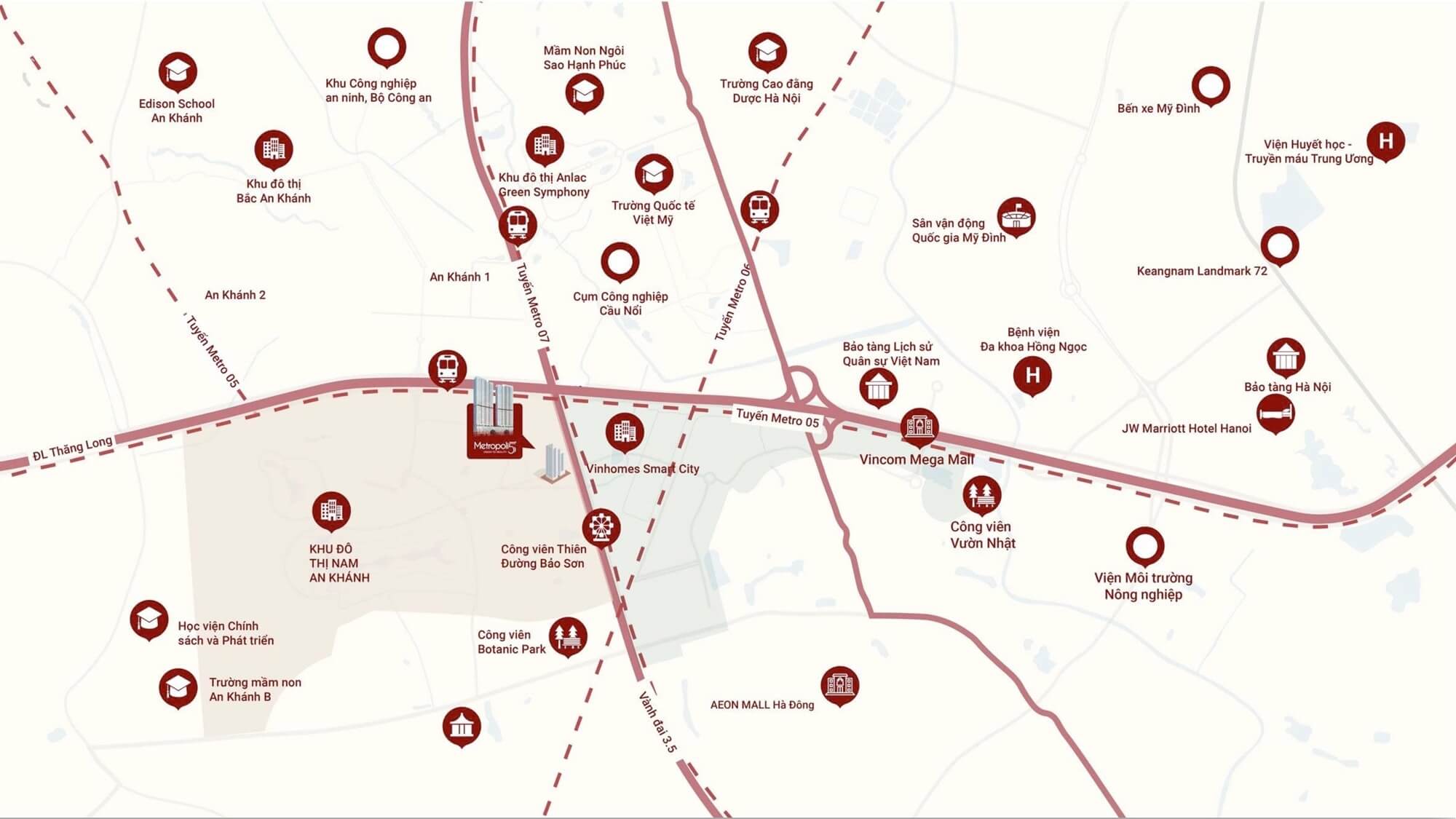 vị trí dự án metropoli5 nam an khánh